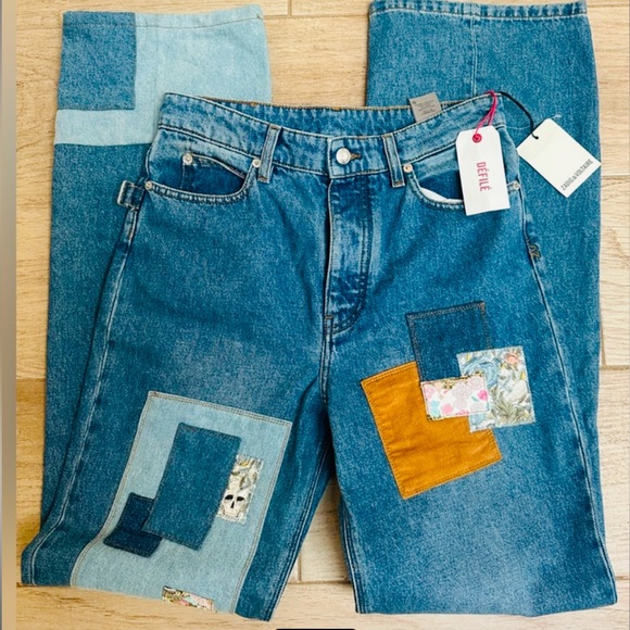 NWT Zadig Voltaire Evy Women's Blue Patchwork Jeans - Picture 1 of 13